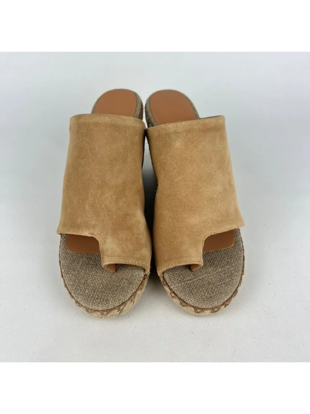 Vince Womens Sutherland Jute Wedge Sandals Brown Tan Suede Leather size 6M
